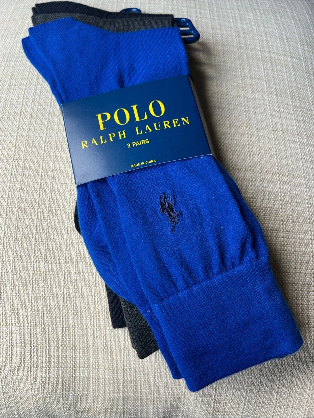 🆕 Polo Ralph Lauren 3 Dress Crew Socks Royal Blue Gray Charcoal Navy NEW 6 12.5